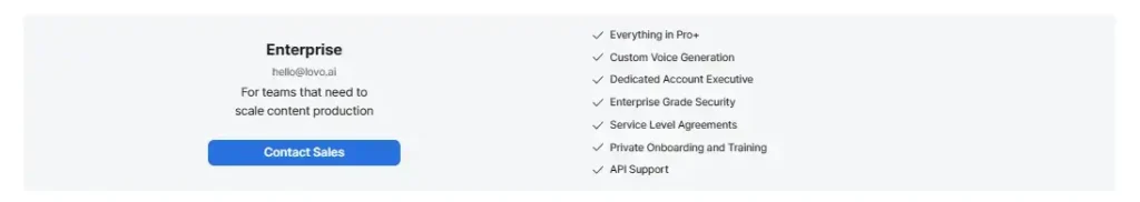 Lovo Enterprise Pricing Plan